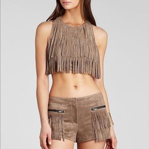 BCBG Fringe Suede Shorts NWOT